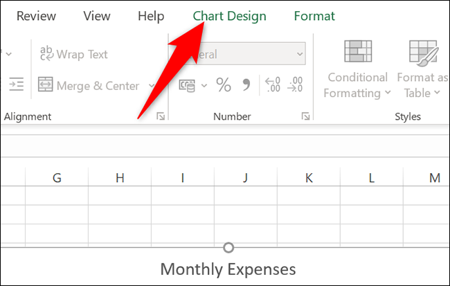 Haga clic en la pestaña "Diseño de gráfico" en Excel.