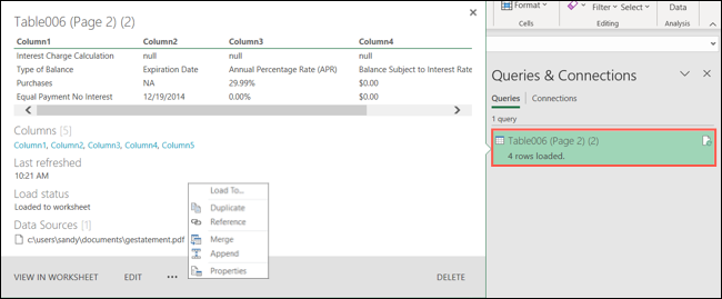 Edite los datos conectados en Excel