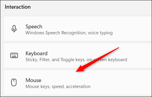 Haga clic en Mouse.