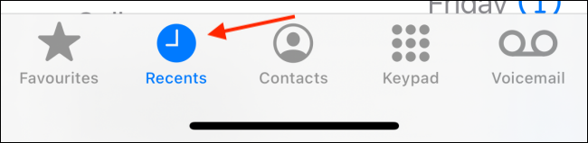 Vaya a la pestaña Recientes en la aplicación Teléfono