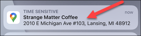 Notificación de iPhone para Google Maps.