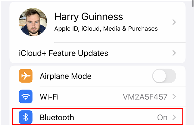 Tippen Sie in der Einstellungs-App auf Bluetooth