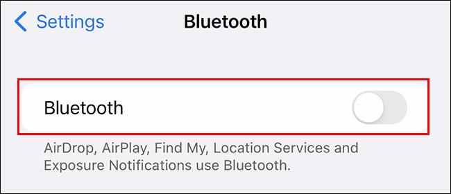 Bei ausgeschaltetem Schalter ist Bluetooth deaktiviert
