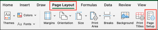 Abrir configuración de página en Excel en Mac