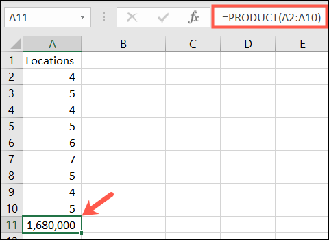 Función PRODUCTO en Excel