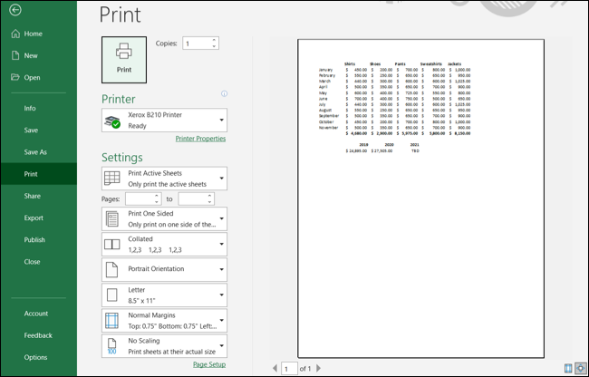 Vista previa de impresión en Excel