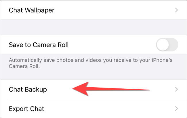 Seleccione "Copia de seguridad de chat".