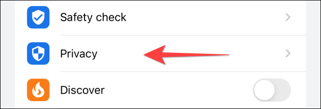 Seleccione "Privacidad".