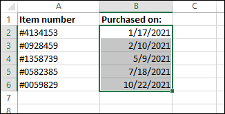 Celdas seleccionadas en Excel.