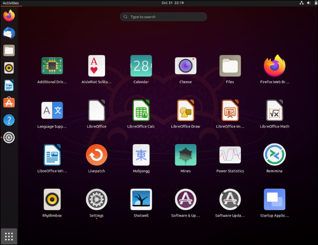 Mostrar aplicaciones en Ubuntu