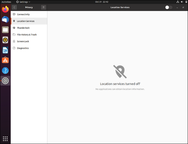 Ubuntu desactiva los servicios de ubicación