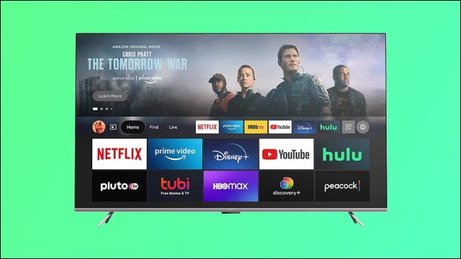 Amazon Fire TV Omni sobre fondo verde
