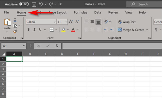 En Excel, haga clic en la pestaña "Inicio".