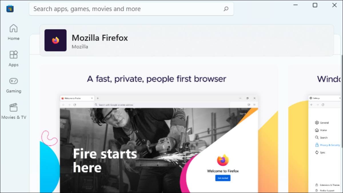Firefox en Microsoft Store