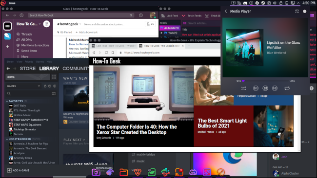 Varias aplicaciones se abren en el escritorio Garuda Linux