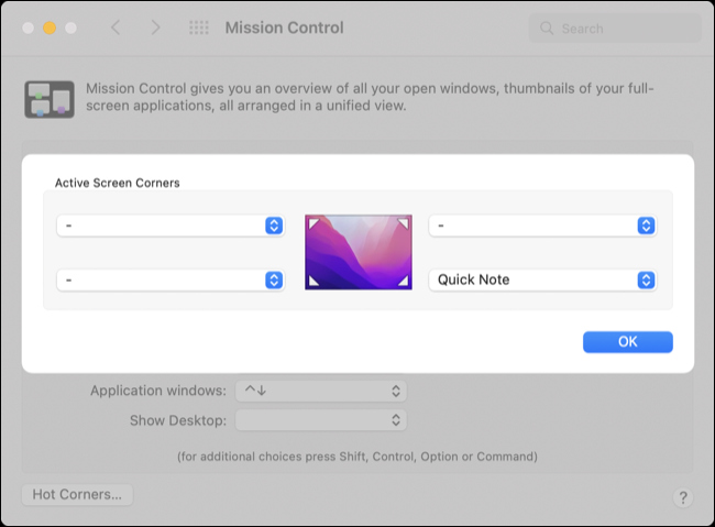Accesos directos de macOS Hot Corners