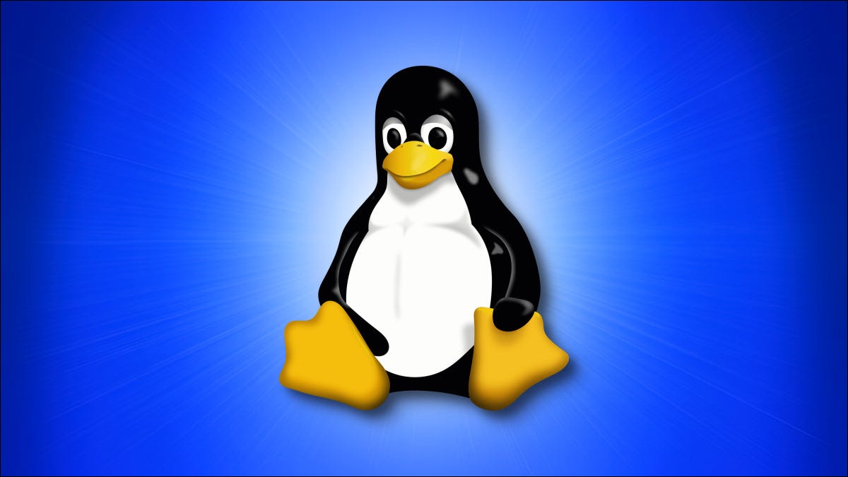 Tux, la mascota de Linux sobre un fondo azul.