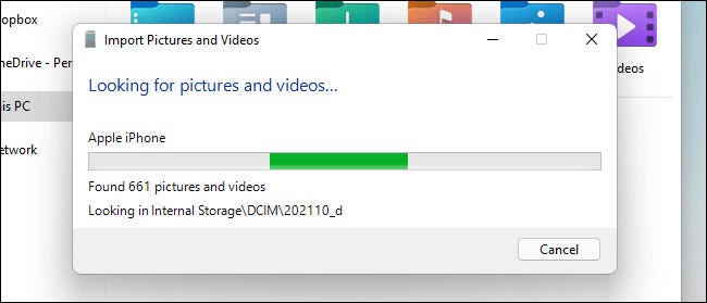 Buscando fotos y videos en Windows 11.