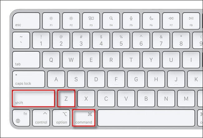 Para rehacer en una Mac, presione Mayús + Comando + Z en su teclado.