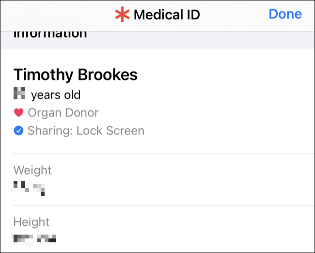Identificación médica en iPhone