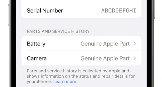 Historial de repuestos y servicios de iPhone