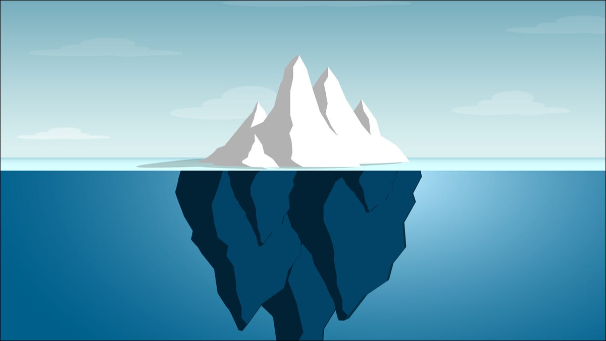 Una ilustración de un iceberg bajo el agua.