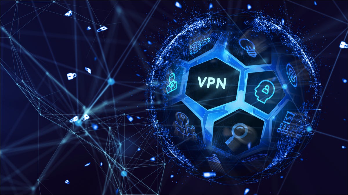 Una ilustración digital con el término "VPN".