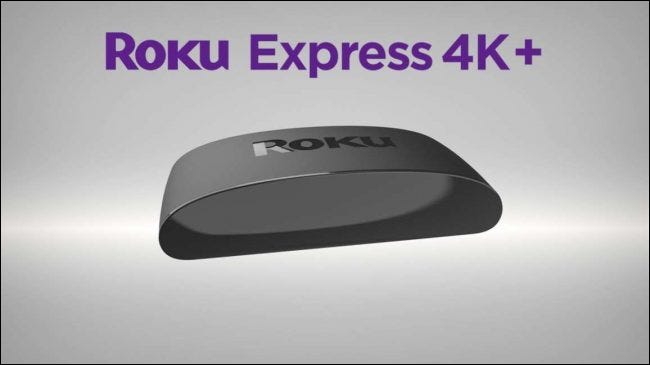 roku express 4k + sobre fondo gris