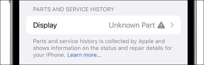 Parte desconocida en el historial de servicio del iPhone