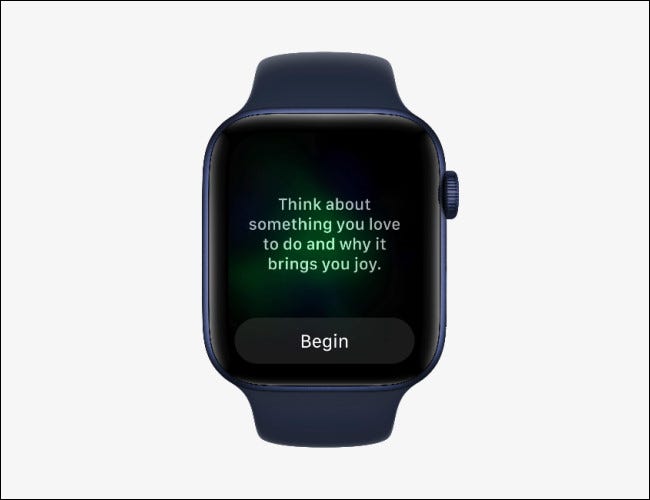 Apple Watch que muestra la aplicación Mindfulness en watchOS 8.