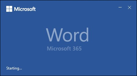 Pantalla de presentación de Microsoft 365 word