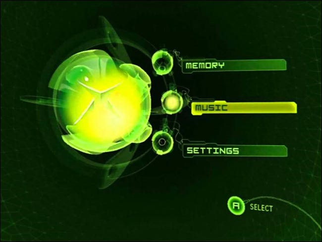 La interfaz en pantalla original de Xbox.