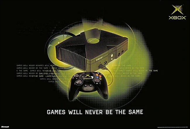Un póster promocional de Xbox de 2001.