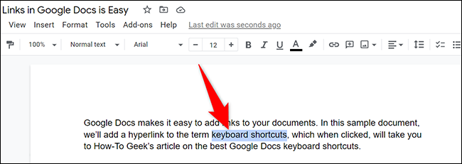 Seleccionar texto en Google Docs.