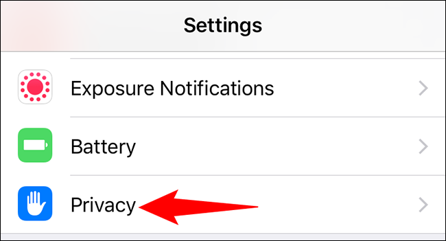 Toque "Privacidad" en la configuración de iPhone.