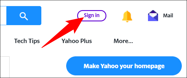 Haz clic en "Iniciar sesión" en la esquina superior derecha de Yahoo.