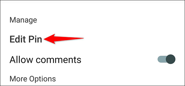 Toca "Editar pin" en el menú.