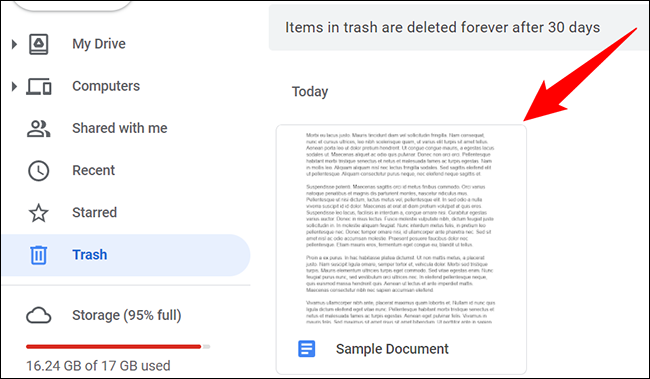 Documentos de Google Docs eliminados.