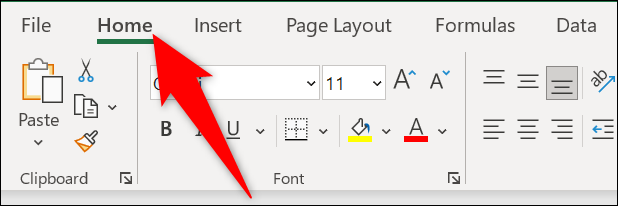 Seleccione la pestaña "Inicio" de Excel.