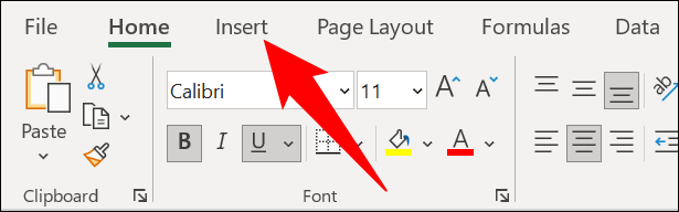 Haz clic en la pestaña "Insertar" de Excel.