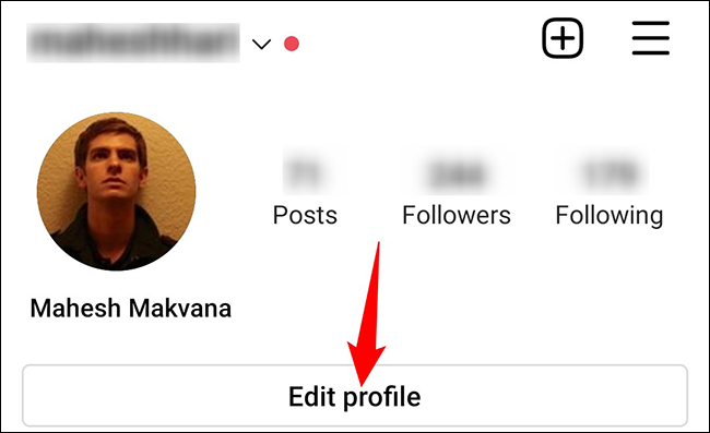 Seleccione "Editar perfil" en la página de perfil.