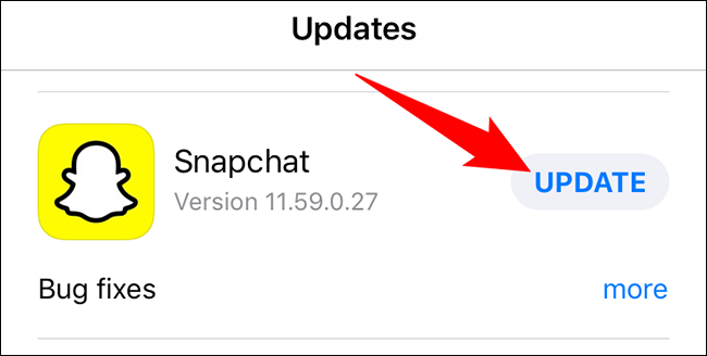 Toca "Actualizaciones" junto a Snapchat.