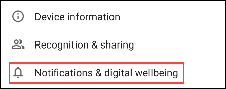 Seleccione "Notificaciones y bienestar digital".