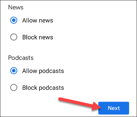 Filtros de noticias y podcasts.