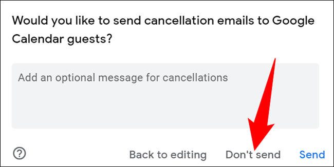 Enviar correo electrónico de cancelación de evento.