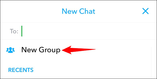 Toque "Nuevo grupo" en la pantalla "Nuevo chat".
