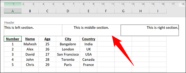 Agregue un encabezado en Excel.