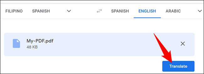 Seleccione el botón "Traducir".