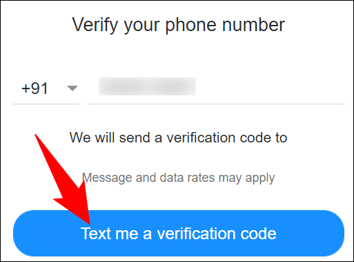 Confirme el número de teléfono y haga clic en "Enviarme un código de verificación".