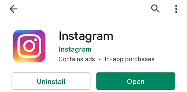 Toca "Actualizar" en la página de la aplicación de Instagram.